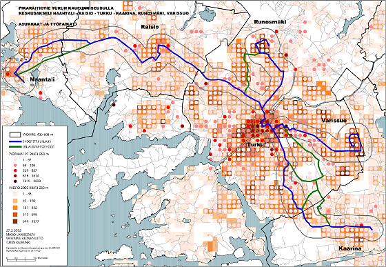 Raitiotie 2002 asukkaat ja työpaikat